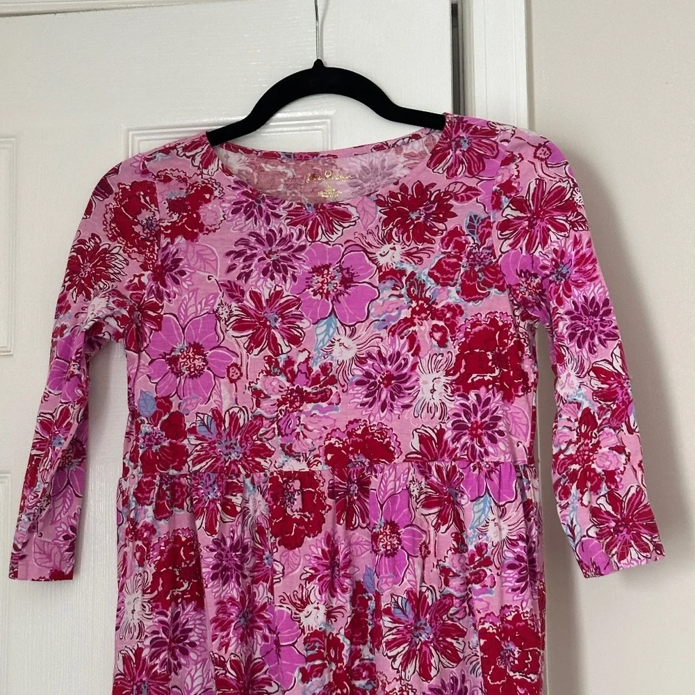 Lilly Pulitzer Girls Geanna Swing Dress Lilac Thistle in the Wild Flowers XL